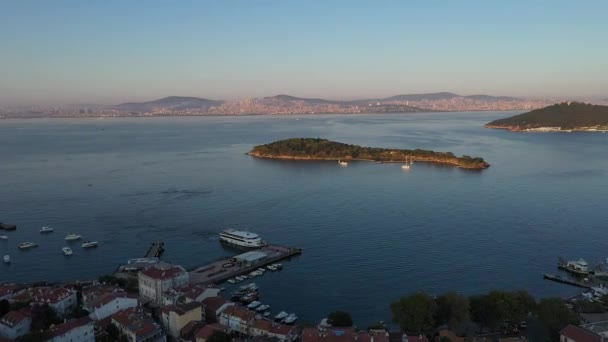 Vista Aérea Kasik Adasi Isla Cuchara Pequeña Isla Mar Mármara — Vídeo de stock