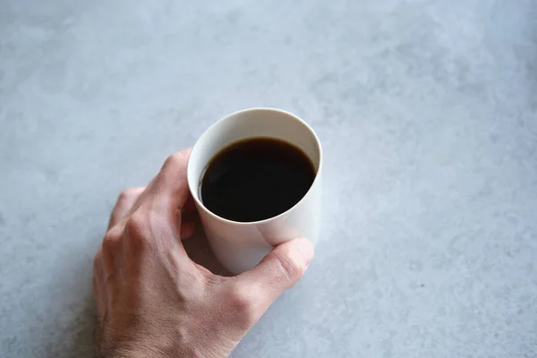 Tasse Café Noir Dans Une Tasse Céramique Blanche Faite Main — Photo