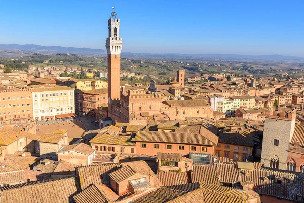 Campo kare ve Siena, tuscany, İtalya Mangia kulede havadan görünümü