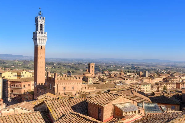 Vista Aérea Ciudad Siena Torre Mangia Toscana Italia — Foto de Stock