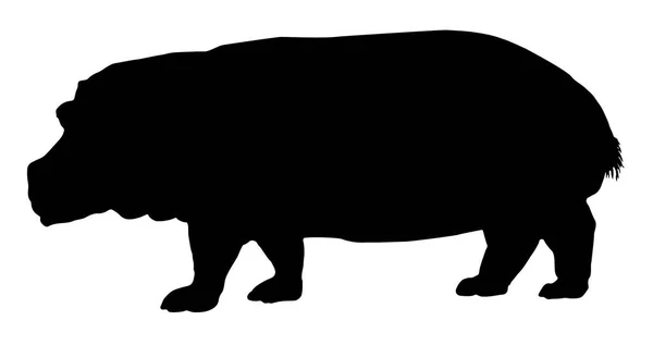 Vista Lateral Silueta Hipopótamo Sobre Fondo Blanco — Archivo Imágenes Vectoriales