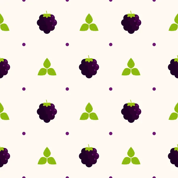 Food - Fruit - Seamless Pattern with Blueberries and Polka Dots on a Beige Background