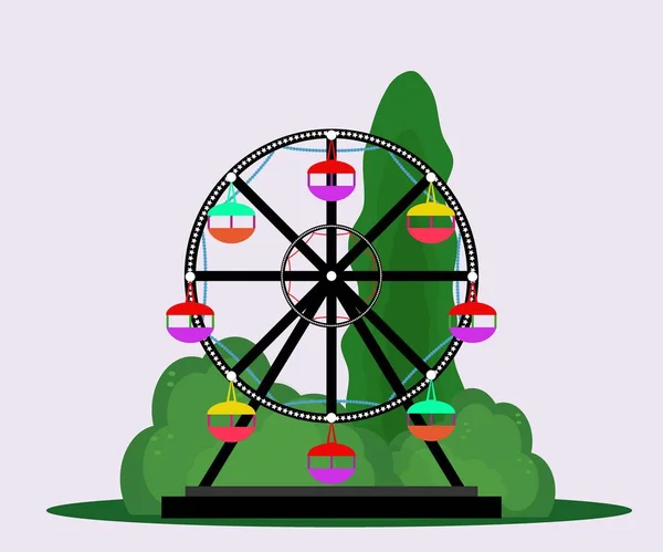 Roue Ferris Multicolore Dans Parc — Image vectorielle