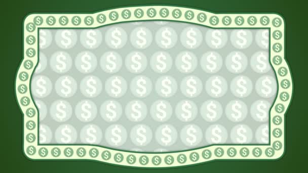 Dolar americký peníze zelené pozadí vintage rám — Stock video