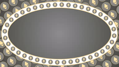 Ethereum cryptocurrency gri arka plan elips kenarlık çerçeve büyük başlığı