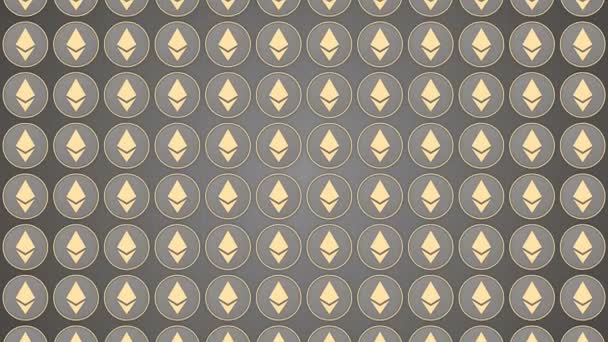 Ethereum criptomoneda gris fondo monedas patrón tráfico vertical — Vídeo de stock