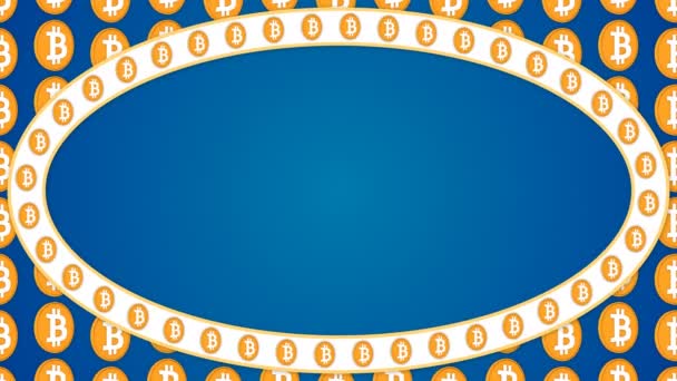 Bitcoin cryptocurrency 青い背景楕円境界線フレーム バナー — ストック動画