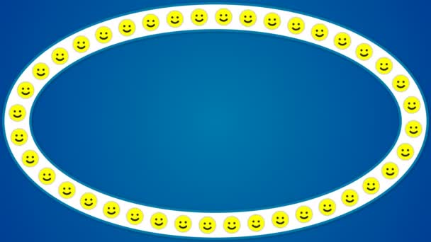 Lächeln Glücklich Blauer Hintergrund Ellipse Rahmen — Stockvideo