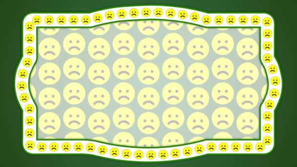 Sad Smile Emotion Green Background Vintage Frame — Stock Video