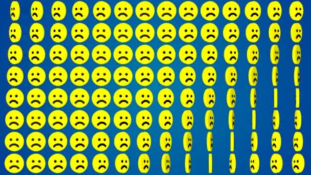 Triste Sorriso Emoção Azul Fundo Girando Sorrisos — Vídeo de Stock