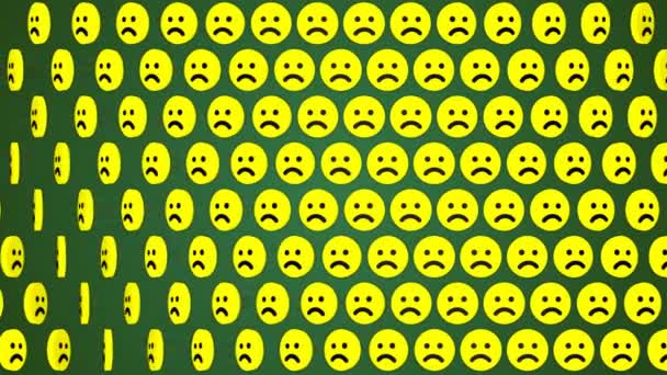 Triste Sorriso Emoção Verde Fundo Girando Sorrisos — Vídeo de Stock