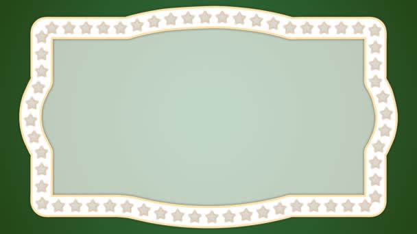 Stars Green Background Vintage Border Frame — Stock Video