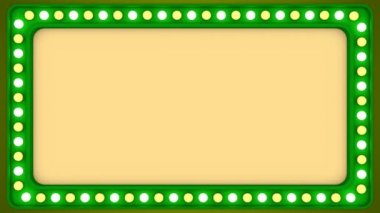 Yanıp sönen ışık Ampüller yeşil çerçeve kenarlığı ekran işareti casino arka plan döngü
