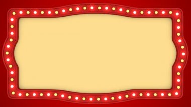 Yanıp sönen ışık Ampüller kırmızı vintage çerçeve kenarlığı ekran işareti casino arka plan döngü