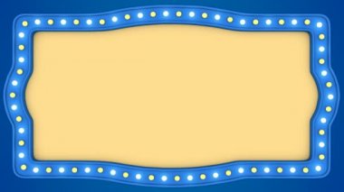 Yanıp sönen ışık Ampüller mavi vintage çerçeve kenarlığı ekran işareti casino arka plan döngü