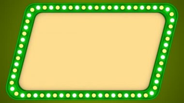 Yanıp sönen yeşil ışık Ampüller vintage çerçeve kenarlığı ekran işareti dörtgen casino arka plan döngü