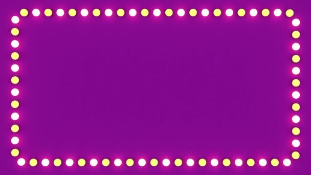 Мигающие Лампочки Фиолетовый Рамка Границы Экрана Знак Поверхности Казино Фоновый — стоковое видео
