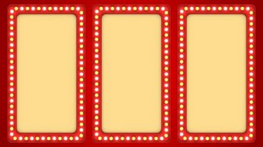 Üç kez yanıp sönen ışık Ampüller kırmızı çerçeve kenarlığı işaret yüzey casino arka plan döngü ekranlar