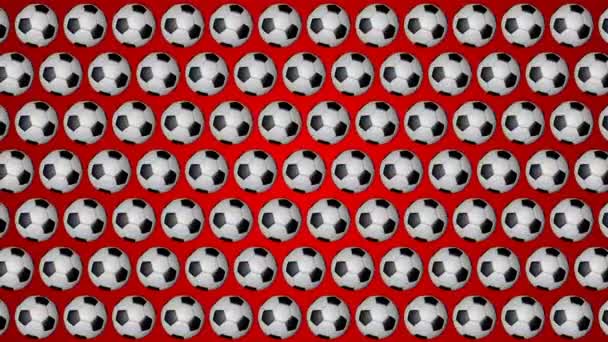 Fußball Fußball Fußball Roter Hintergrund Muster — Stockvideo