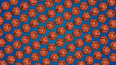 Basketbol turuncu topları 3d mavi arka plan desen köşegen