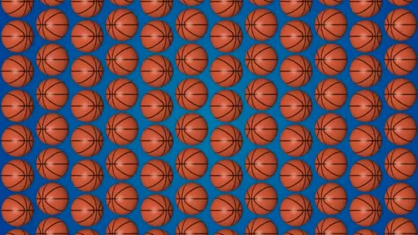 Basketball Orange Balls Blue Background Pattern Vetrical — Stock Video