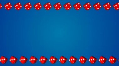 Kırmızı zar casino kumar mavi sınır çerçeve arka plan cubes