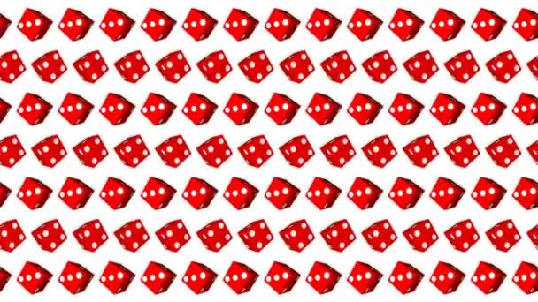 红色骰子方块赌场赌博白色背景 — 图库视频影像
