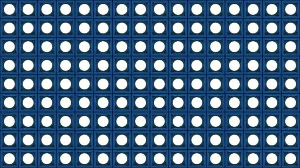 Lampor blinkar vägg lampor mönster statiska flash scenen blå bakgrund vj loop — Stockvideo