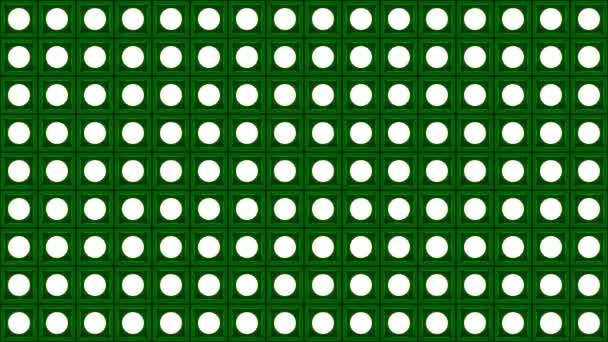 Φώτα αναβοσβήνουν τοίχος λαμπτήρες μοτίβο στατική φάση flash πράσινο φόντο vj βρόχο — Αρχείο Βίντεο