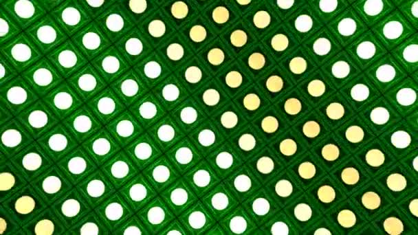 Φώτα αναβοσβήνουν τοίχος λαμπτήρες μοτίβο περιστροφής στάδιο πράσινο φόντο vj βρόχο — Αρχείο Βίντεο