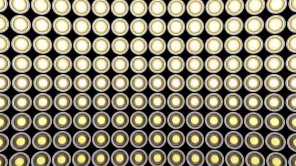 Φώτα αναβοσβήνουν τοίχος λαμπτήρες μοτίβο στατική οριζόντια στάδιο λευκό φόντο vj βρόχο — Αρχείο Βίντεο
