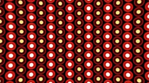 Lumières mur clignotant ampoules rondes motif statique diagonale rouge scène fond vj boucle — Video