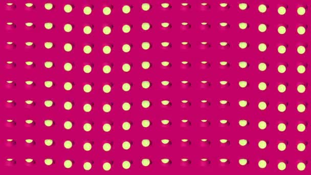Абстрактний Ізометричний Фон Жовтих Сфер Горизонтальні Хвилі Вгору Вниз — стокове відео