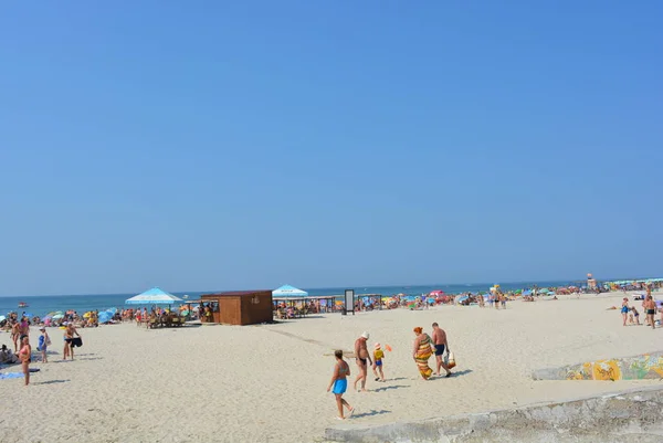 Konkreta Vägen Längs Kusten Banvallen Svarta Havet Med Turister Semester — Stockfoto