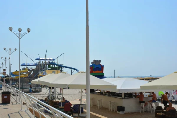 Promenade Promenade Port Fer Sur Plage Mer Noire — Photo