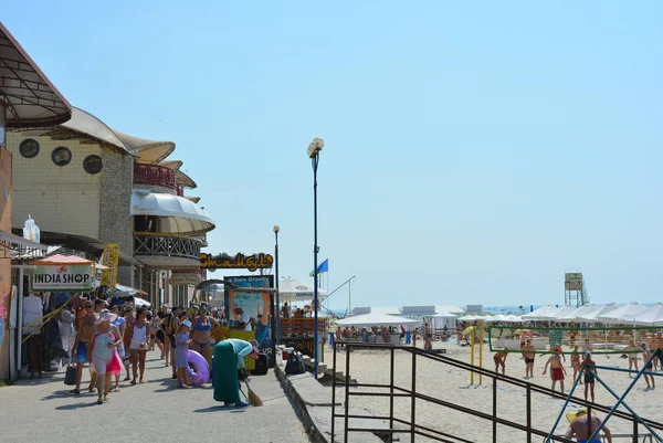 Promenade Promenade Port Fer Sur Plage Mer Noire — Photo