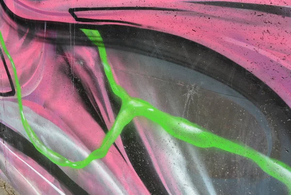 Parede Abstrata Concreto Pintado Com Cores Rosa Preto Verde Fundo — Fotografia de Stock