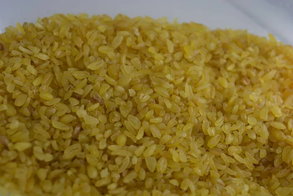 Warna Kuning Segar Bulgur Groats Makanan Sehat Gaya Hidup Sehat — Stok Foto