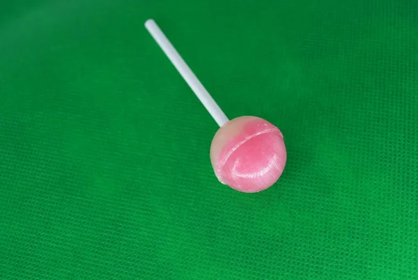 Sweet Strawberry Very Tasty Sucking Candy White Plastic Stick White — Stock Photo, Image