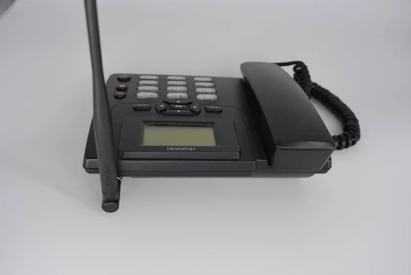 Черный Стационарный Домашний Телефон Антенной Телефонная База Пластиковый Офисный Телефон — стоковое фото