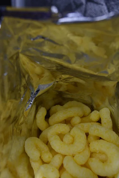 Heerlijke Zoete Maïs Stokken Zilveren Verpakking Snack Fastfood — Stockfoto