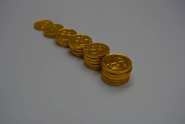 Złote Monety Odbicia Cenne Złoto Pieniądze Centów Piękny Żółty Kolor — Zdjęcie stockowe