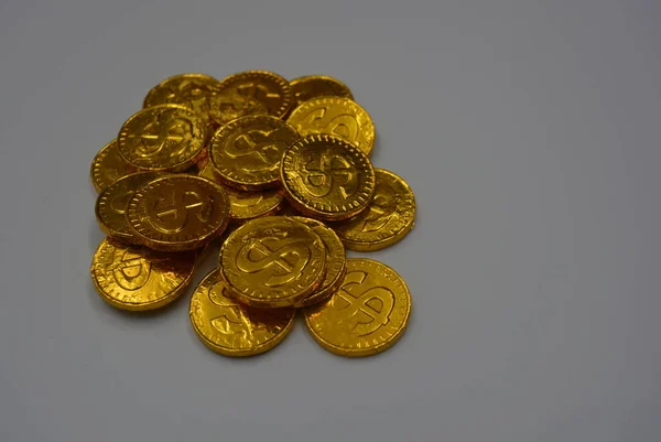 Złote Monety Odbicia Cenne Złoto Pieniądze Centów Piękny Żółty Kolor — Zdjęcie stockowe
