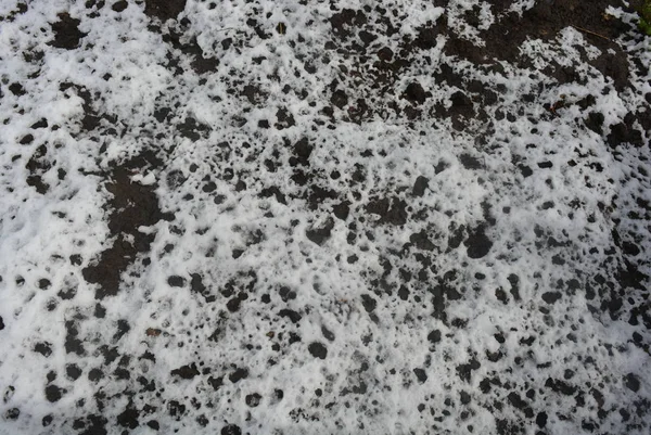 Tierra Negra Con Nieve Blanca Derretida Período Primavera — Foto de Stock