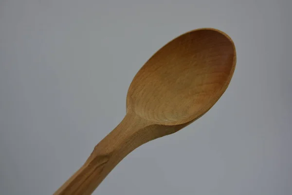 Kitchen Brown Spoon Made Natural Wood Carved Products Woodworking Industry — Stock Photo, Image