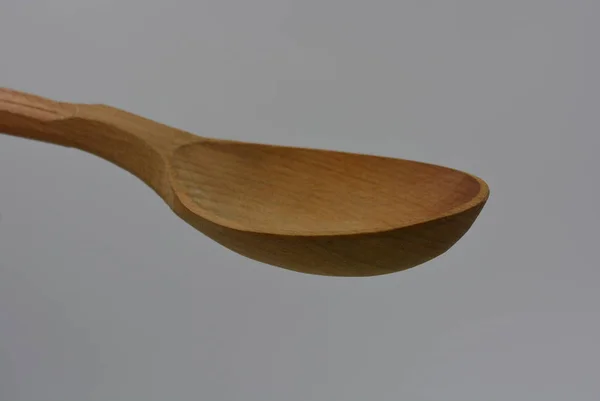 Kitchen Brown Spoon Made Natural Wood Carved Products Woodworking Industry — Stock Photo, Image