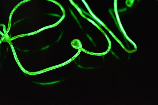 Lime Groene Verlichting Met Een Specifiek Patroon Geweven Filamenten Kabel — Stockfoto