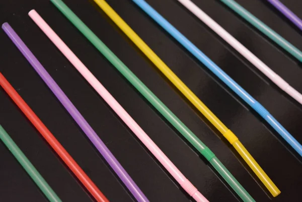 Mehrfarbige Plastikaufkleber Schläuche Grafischen Und Regenbogenformat Röhrchen Wurden Verwendet Gläser — Stockfoto