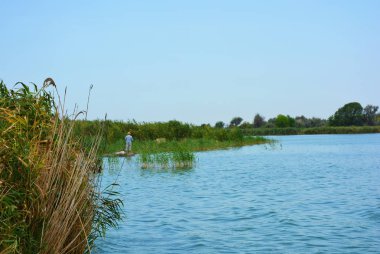 Pitoresk dik bankalar ve sahil, ağaçlar, yeşillikve zengin gökyüzü ile Samara Nehri güzel bir görünüm. Konut emlak parlak ve unutulmaz doğa, Shevchenko, Dnipro, Ukrayna.