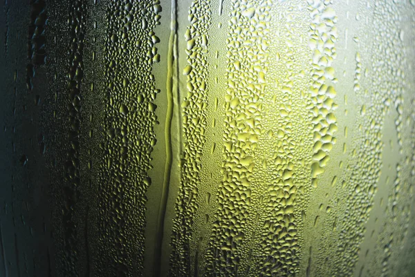Vidrio Transparente Vapor Condensación Agua Pequeñas Gotas Agua Caliente Sobre — Foto de Stock